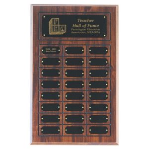 24 Plate Cherry Finish Perpetual Plaque for Teacher Hall of Fame