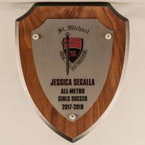 7-1/2 x 9 Silver Shield Plaque. Also available with Gold Plate - All Conference