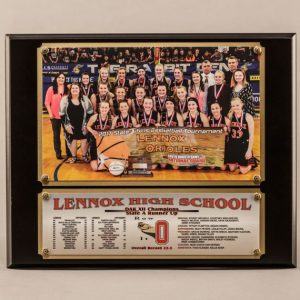 10-1/2 x 13 Traditional Team Photo Plaque with 2 plates for Girls Basketball Champions
