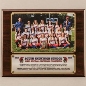 10-1/2 x 13 Traditional Team Photo Plaque with 2 plates for Girls Softball Sectional Champions