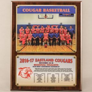 12 x 15 Traditional Team Photo Plaque with 2 Plates for Basketball Champions