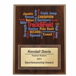 Amazing Competitor series track and field cherry plaque